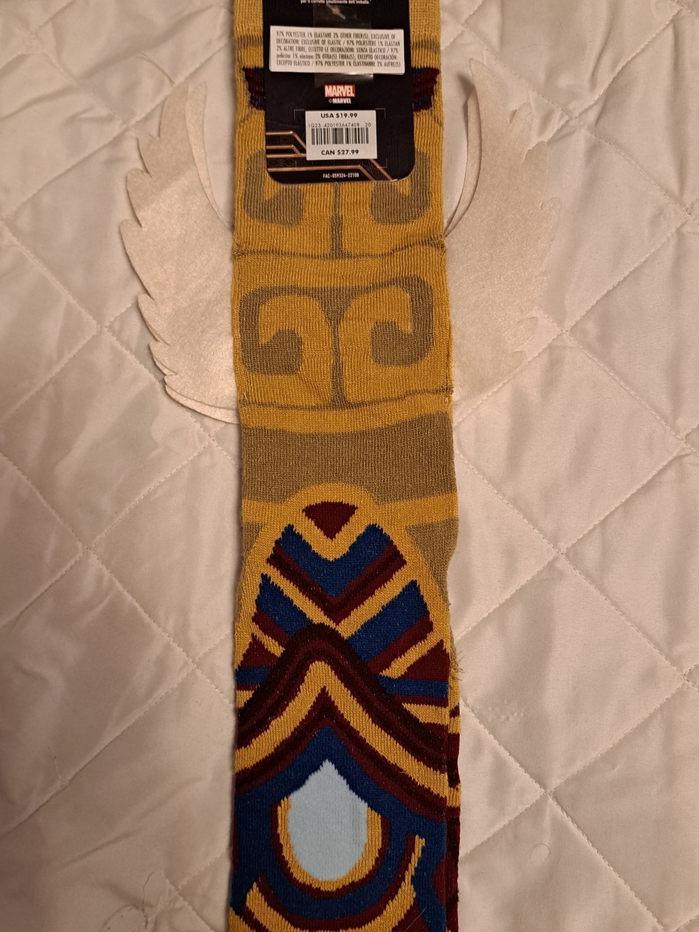Marvel Men’s Yellow Patterned Crew Socks New